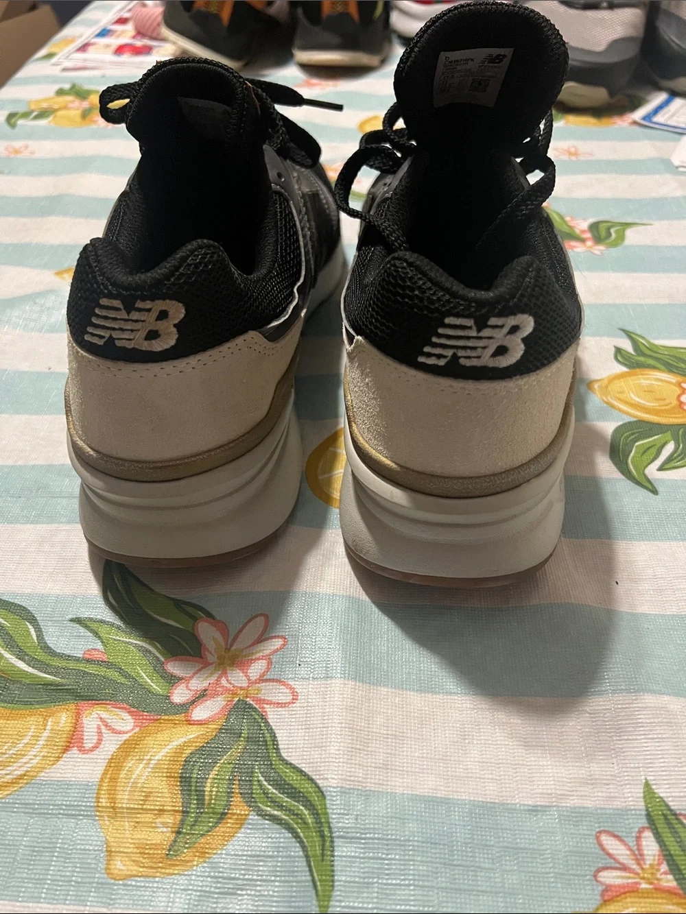 New Balance Black and Gray 997H Athletic Sneakers with Tan Logo Patch